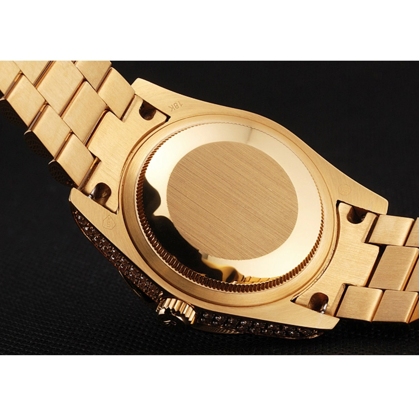 Aaa replica watch Day Gold Full Yellow Date Diamond Swiss Rolex Pave 0526